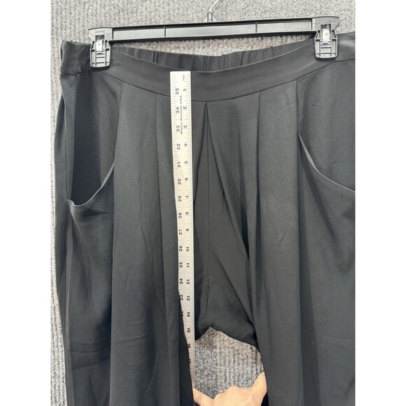 Eileen Fisher Slouchy Ankle Silk Pants Size Large Black Georgette Crepe Pull On - Picture 7 of 10
